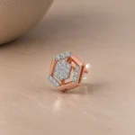 Luxury Hexagonal Lab Grown Diamond Stud (Earrings) for Women – Sparkling 18k Gold Jewellery - Image 2