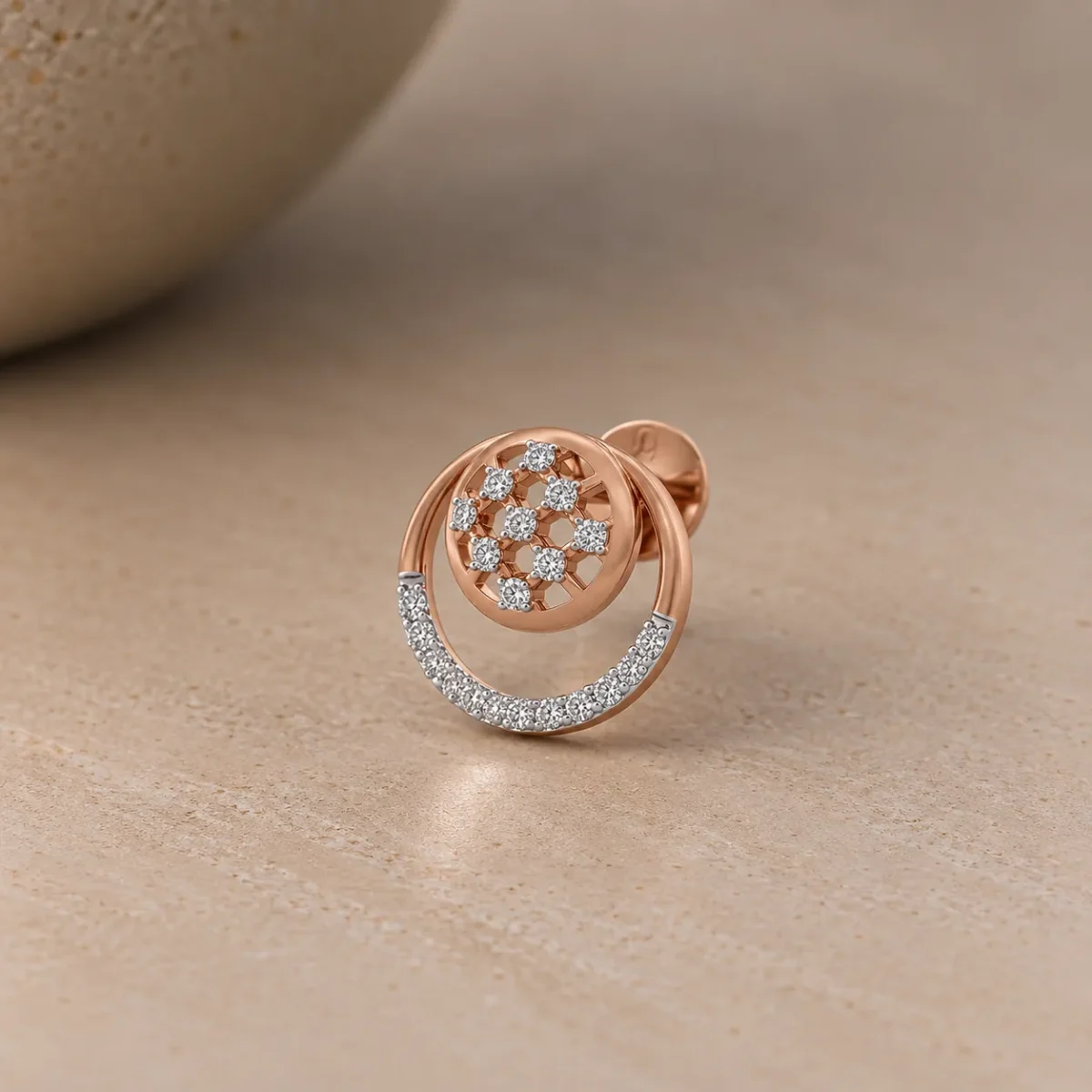 Luxury Floral Hoop-Inspired Lab Grown Diamond Stud (Earrings) for Women – Elegant 18k Gold Design - Image 3