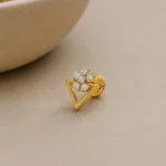 Luxury Floral Triangle Lab Grown Diamond Stud (Earrings) for Women – Sparkling 18K Gold Jewellery - Image 2