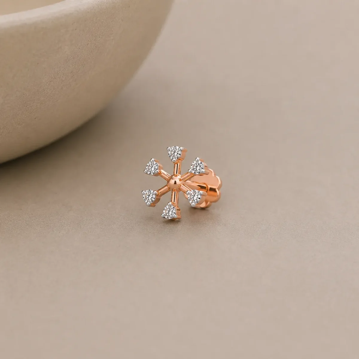 Elegant Snowflake Diamond Stud (Earrings) for Women – Sparkling Lab Grown Diamonds in 18K Gold - Image 2