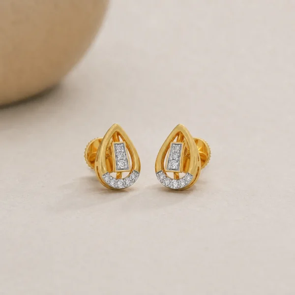 Luxury teardrop lab grown diamond stud earrings for women in 14K yellow gold