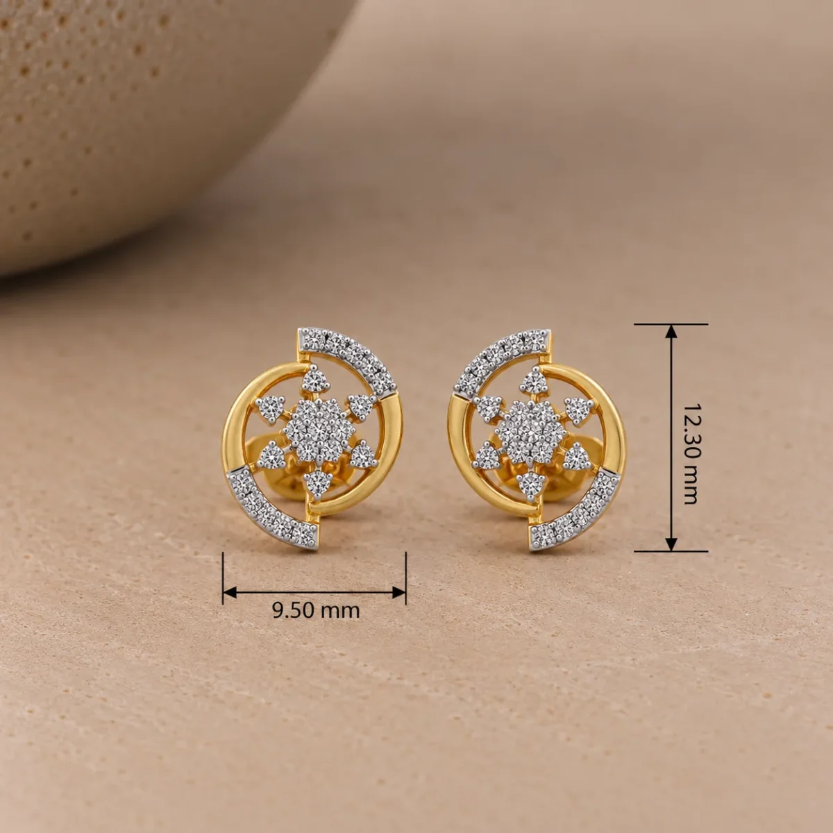Modern Floral Halo Diamond Stud (Earrings) for Women – Brilliant Lab Grown Diamonds in 18K Gold - Image 4