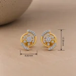 Modern Floral Halo Diamond Stud (Earrings) for Women – Brilliant Lab Grown Diamonds in 18K Gold - Image 4