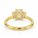 Emerald Cut Lab Grown Diamond Trilogy Ring – 18K Gold & Diamond Ring - Image 2