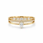 Pear & Pavé Lab Grown Diamond Triple Band Ring featuring a pear-shaped diamond with sparkling pavé detailing across three elegant bands.