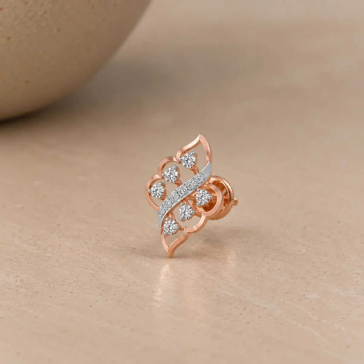 Premium Floral Diamond Stud (Earrings) for Women – Elegant Lab Grown Diamonds in 18k Gold Design - Image 2