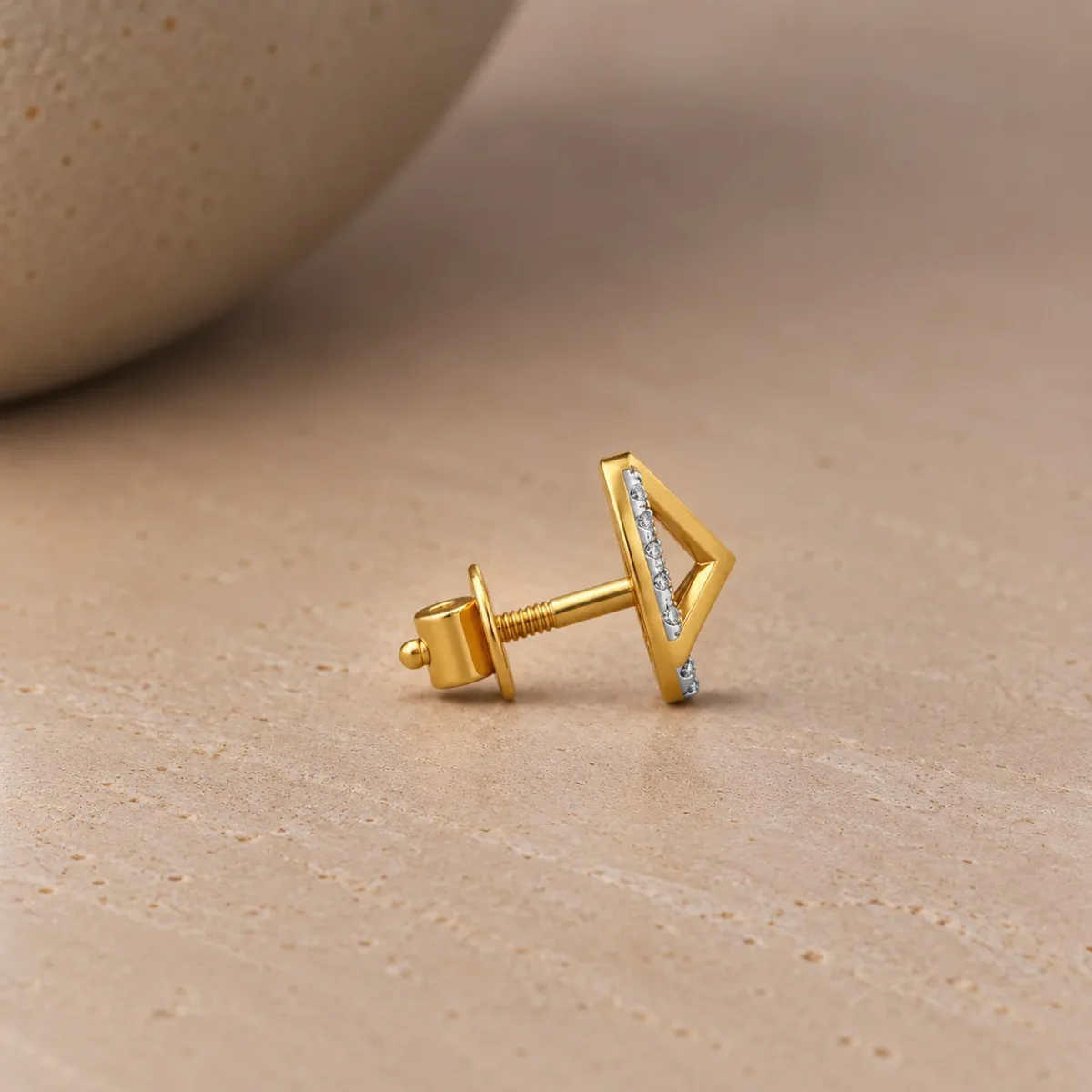 Luxury Geometric Teardrop Lab Grown Diamond Stud (Earrings) for Women – Brilliant 18K Gold Jewellery - Image 3