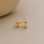 Luxury Floral Triangle Lab Grown Diamond Stud (Earrings) for Women – Sparkling 18K Gold Jewellery - Image 3