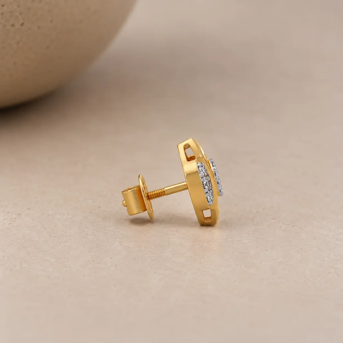 Luxury Geometric Diamond Stud (Earrings) for Women – Sparkling Lab Grown Diamonds in 18K Gold - Image 3