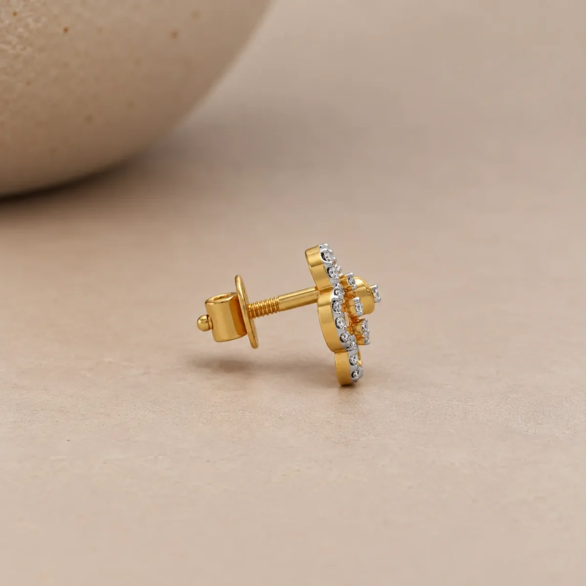 Elegant Floral Loop Lab Grown Diamond Stud (Earrings) for Women – Sparkling 18K Gold Jewellery - Image 3