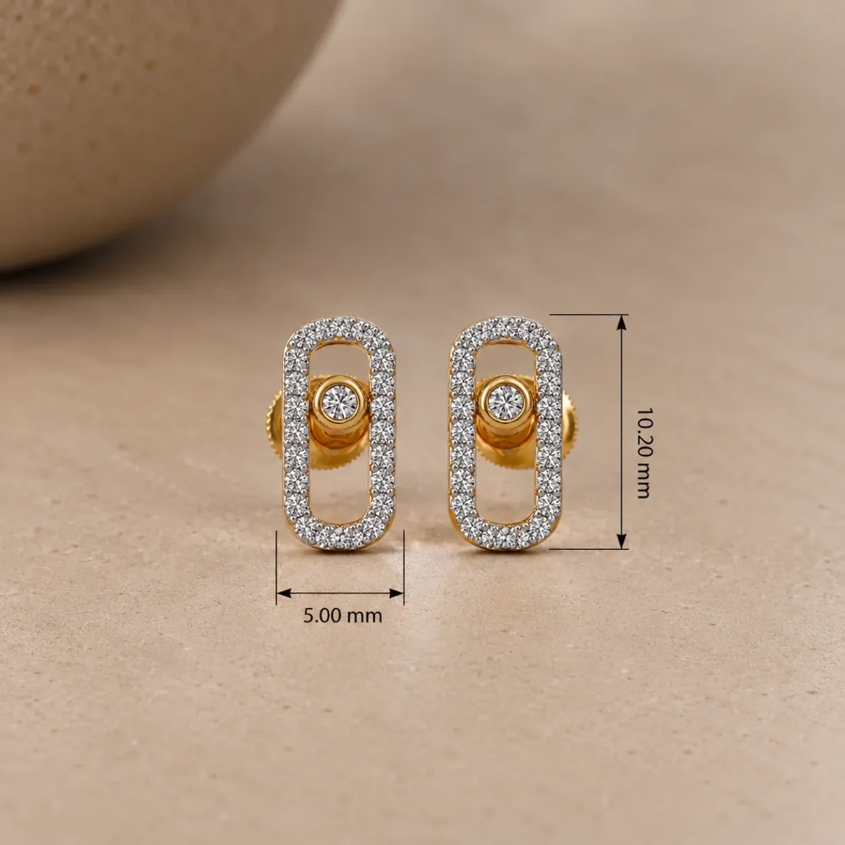Modern Rectangular Lab Grown Diamond Stud (Earrings) for Women – Elegant 18K Yellow Gold Design - Image 4