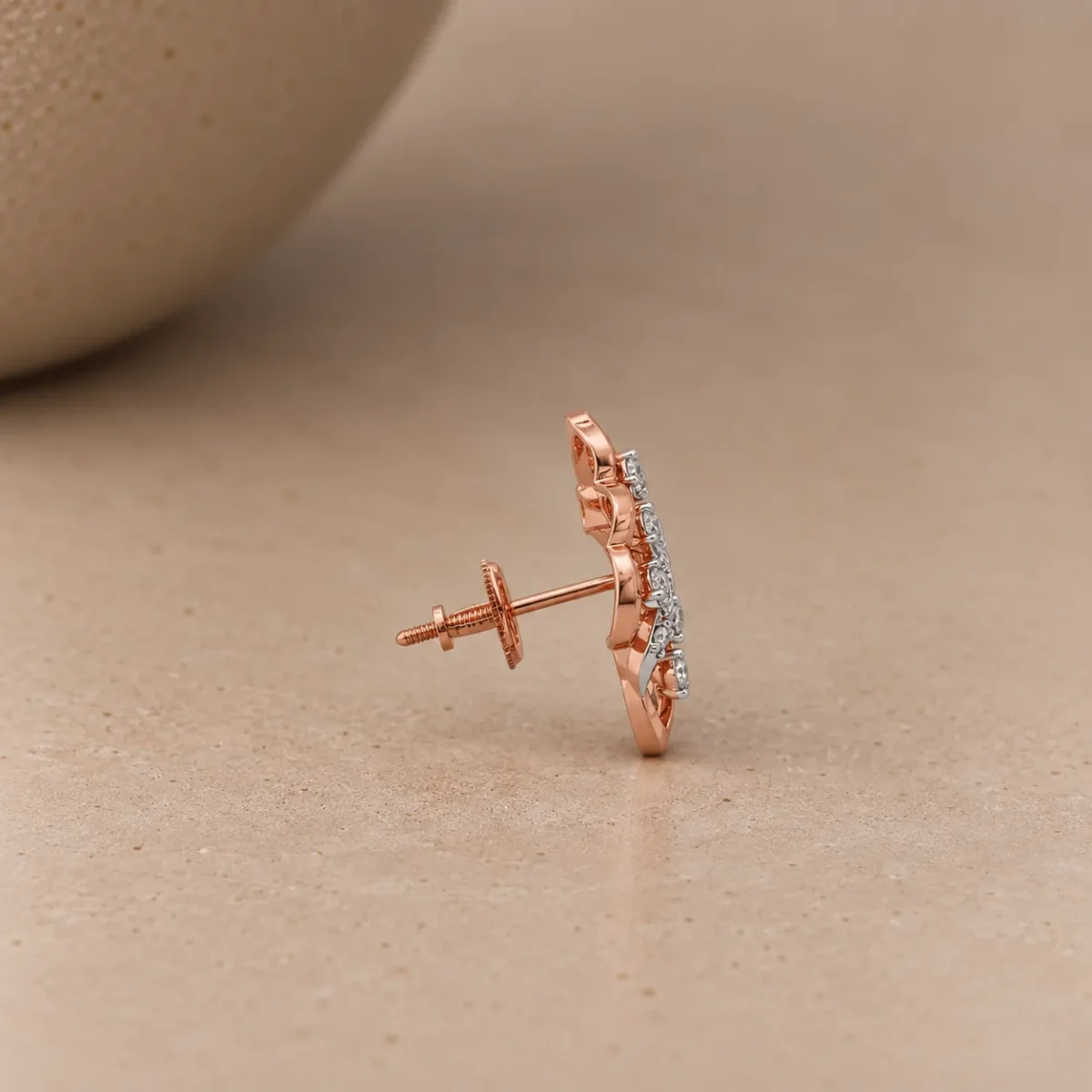 Premium Floral Diamond Stud (Earrings) for Women – Elegant Lab Grown Diamonds in 18k Gold Design - Image 3