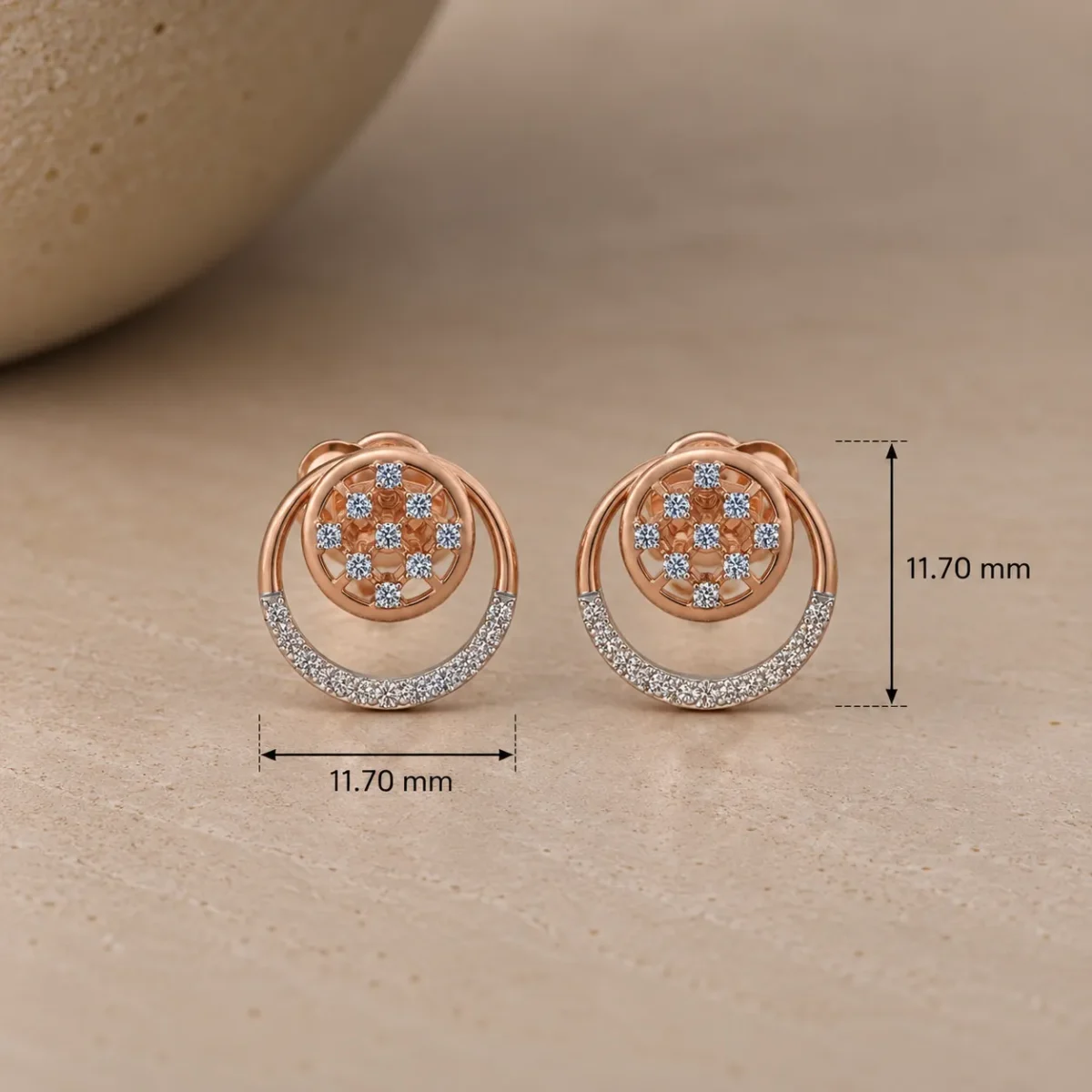Luxury Floral Hoop-Inspired Lab Grown Diamond Stud (Earrings) for Women – Elegant 18k Gold Design - Image 4