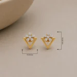 Luxury Floral Triangle Lab Grown Diamond Stud (Earrings) for Women – Sparkling 18K Gold Jewellery - Image 4