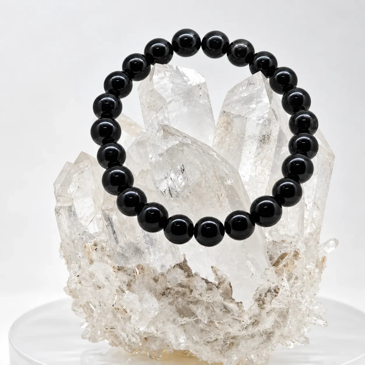 Natural Crystal Bracelet Combo Set of 3 – Amethyst, Pyrite & Black Tourmaline with Free Selenite Plate - Image 11
