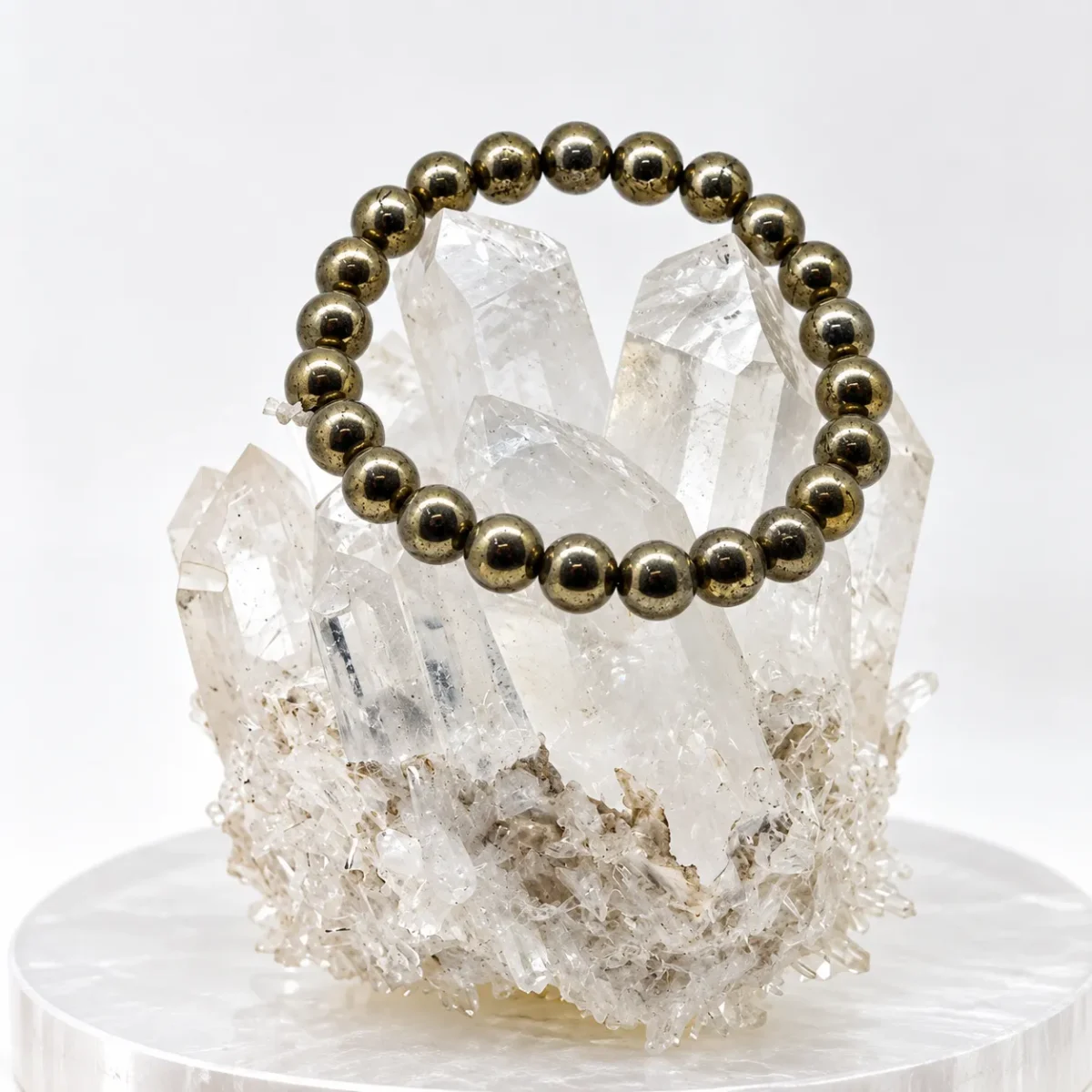 Natural Crystal Bracelet Combo Set of 3 – Amethyst, Pyrite & Black Tourmaline with Free Selenite Plate - Image 10