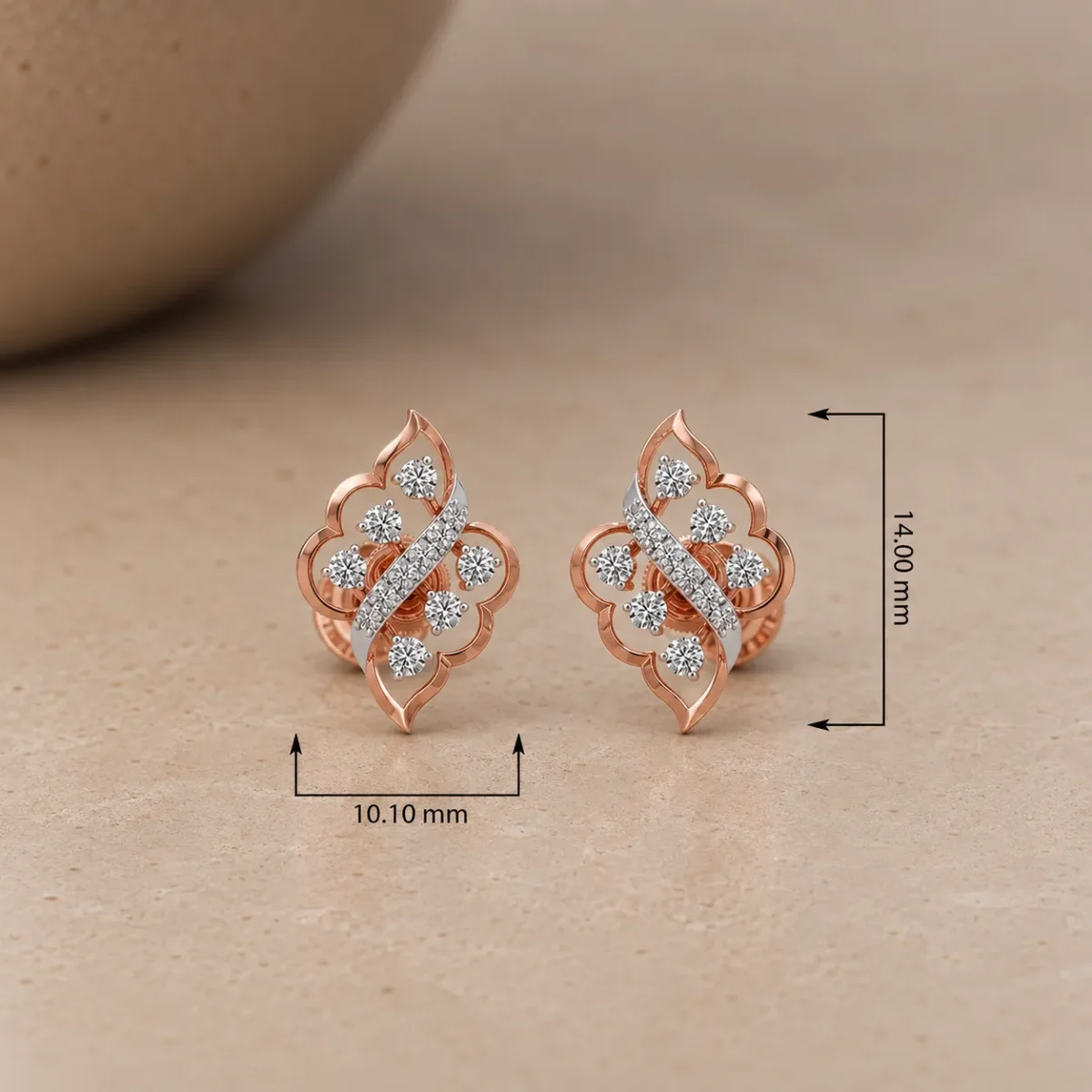 Premium Floral Diamond Stud (Earrings) for Women – Elegant Lab Grown Diamonds in 18k Gold Design - Image 4