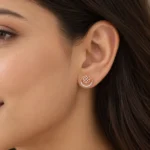 Luxury Floral Hoop-Inspired Lab Grown Diamond Stud (Earrings) for Women – Elegant 18k Gold Design - Image 5