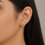 Luxury Floral Triangle Lab Grown Diamond Stud (Earrings) for Women – Sparkling 18K Gold Jewellery - Image 5