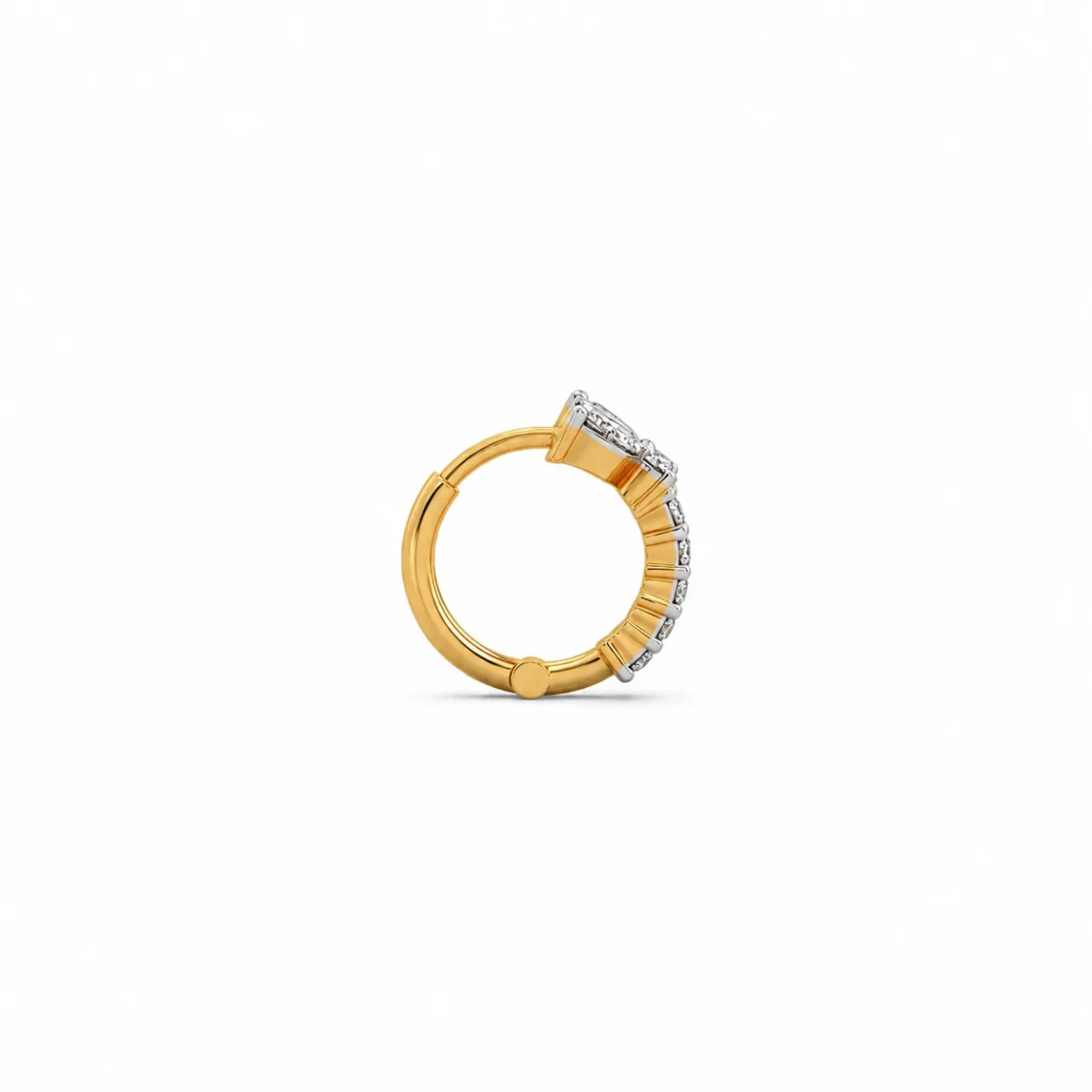 Butterfly lab grown diamond nose bali in yellow gold side view