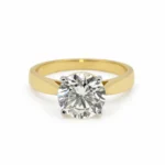 2 Carat Round Cut Lab Grown Diamond Solitaire Engagement Ring in 18K Yellow Gold featuring a brilliant round-cut diamond in a timeless solitaire setting.