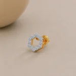 Elegant Hexagonal Lab Grown Diamond Stud (Earrings) for Women – Sparkling 18K Gold - Image 2