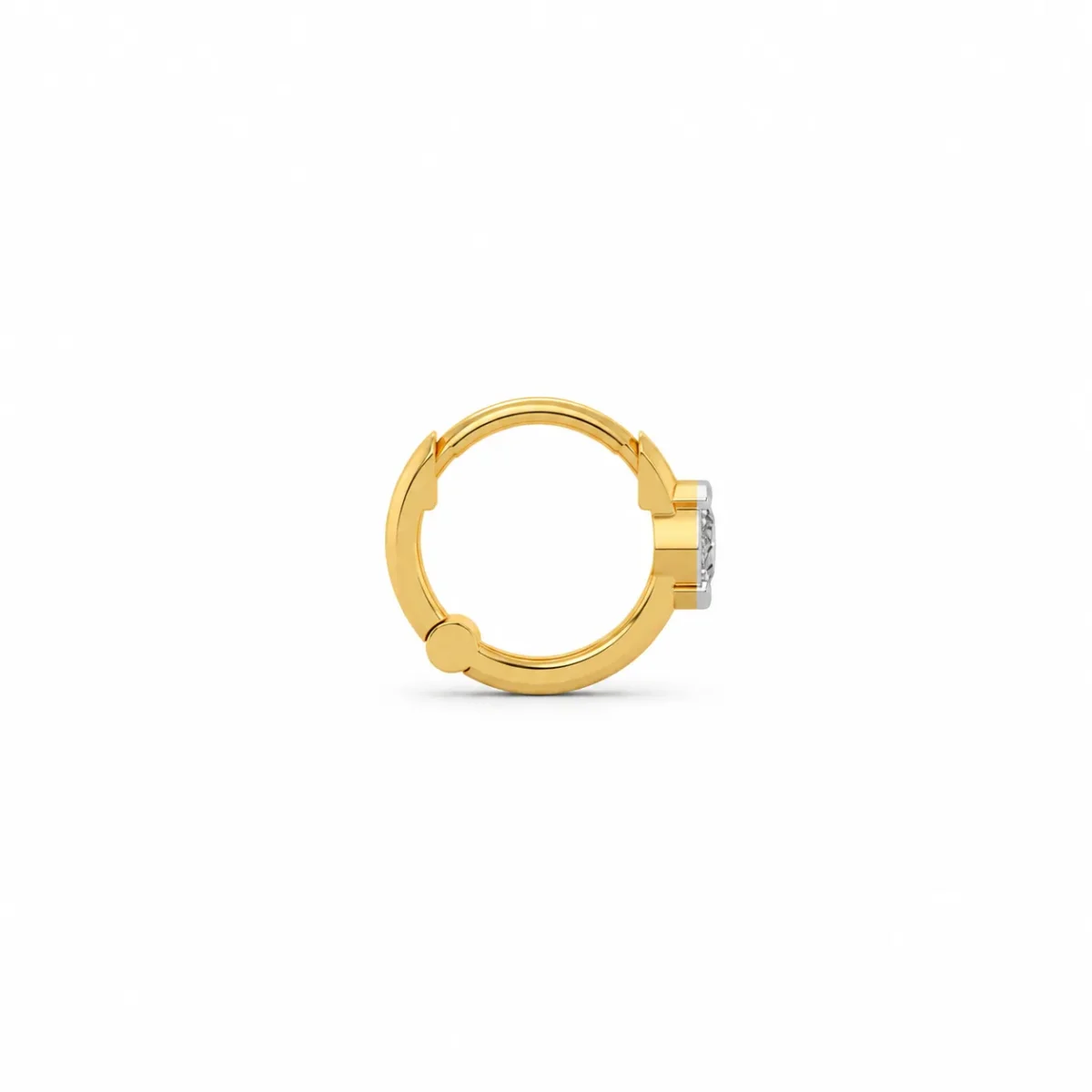 Elegant square cut lab grown diamond nose bali for women in yellow gold