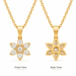 Elegant Floral Lab Grown Diamond Pendant in 18K Gold with Pear & Round Diamonds for Women - Image 3