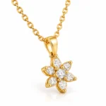 Elegant Floral Lab Grown Diamond Pendant in 18K Gold with Pear & Round Diamonds for Women - Image 4