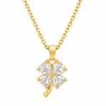 Four Leaf Clover Lab Grown Diamond Pendant with four heart shaped diamonds for women