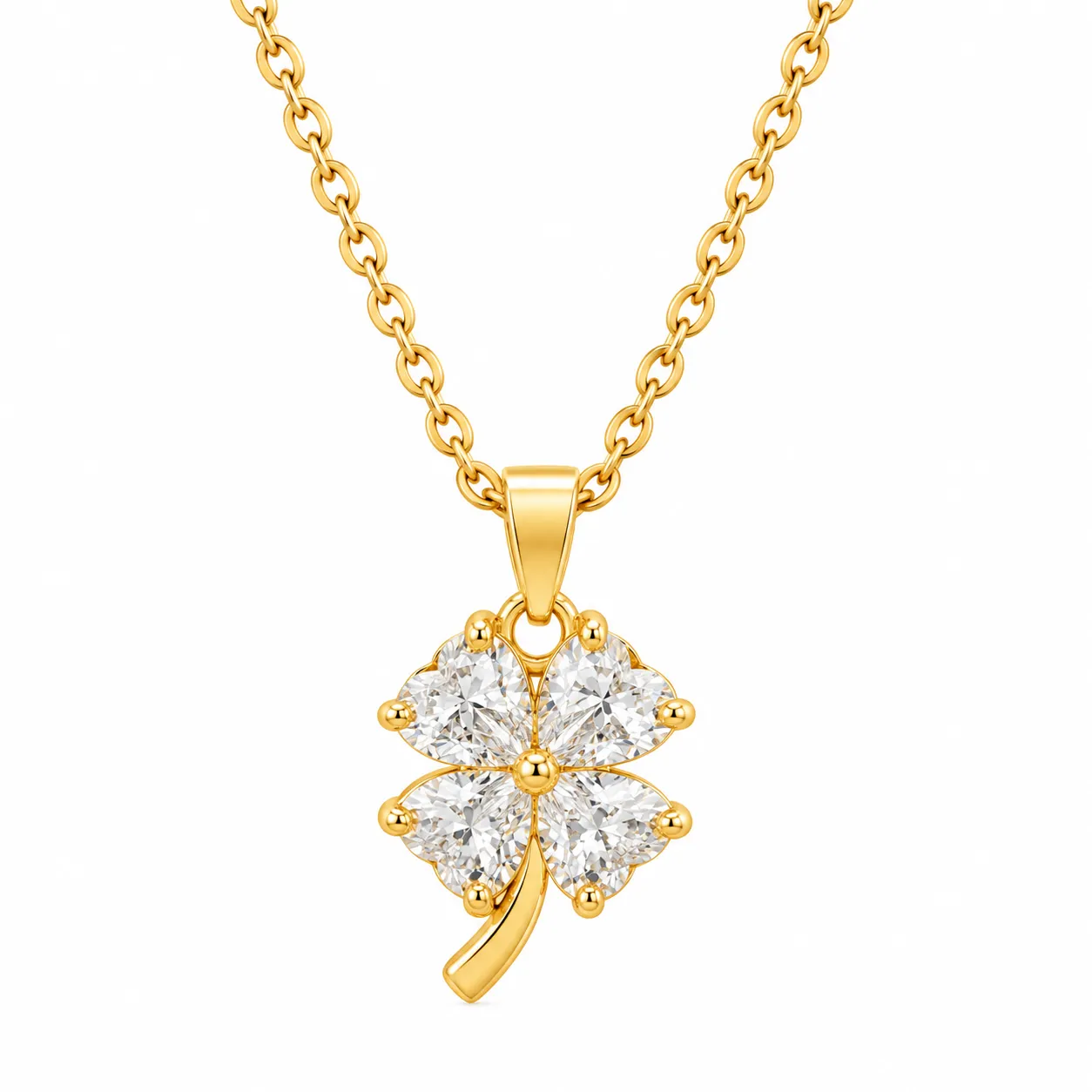 Four Leaf Clover Lab Grown Diamond Pendant with Heart Shaped Diamonds Four Leaf Clover Lab Grown Diamond Pendant with four heart shaped diamonds for women