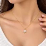 Luxury Four Leaf Clover Lab Grown Diamond Pendant with Heart Shaped Diamonds for Women in 18K Gold - Image 2