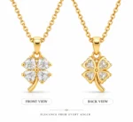 Luxury Four Leaf Clover Lab Grown Diamond Pendant with Heart Shaped Diamonds for Women in 18K Gold - Image 3