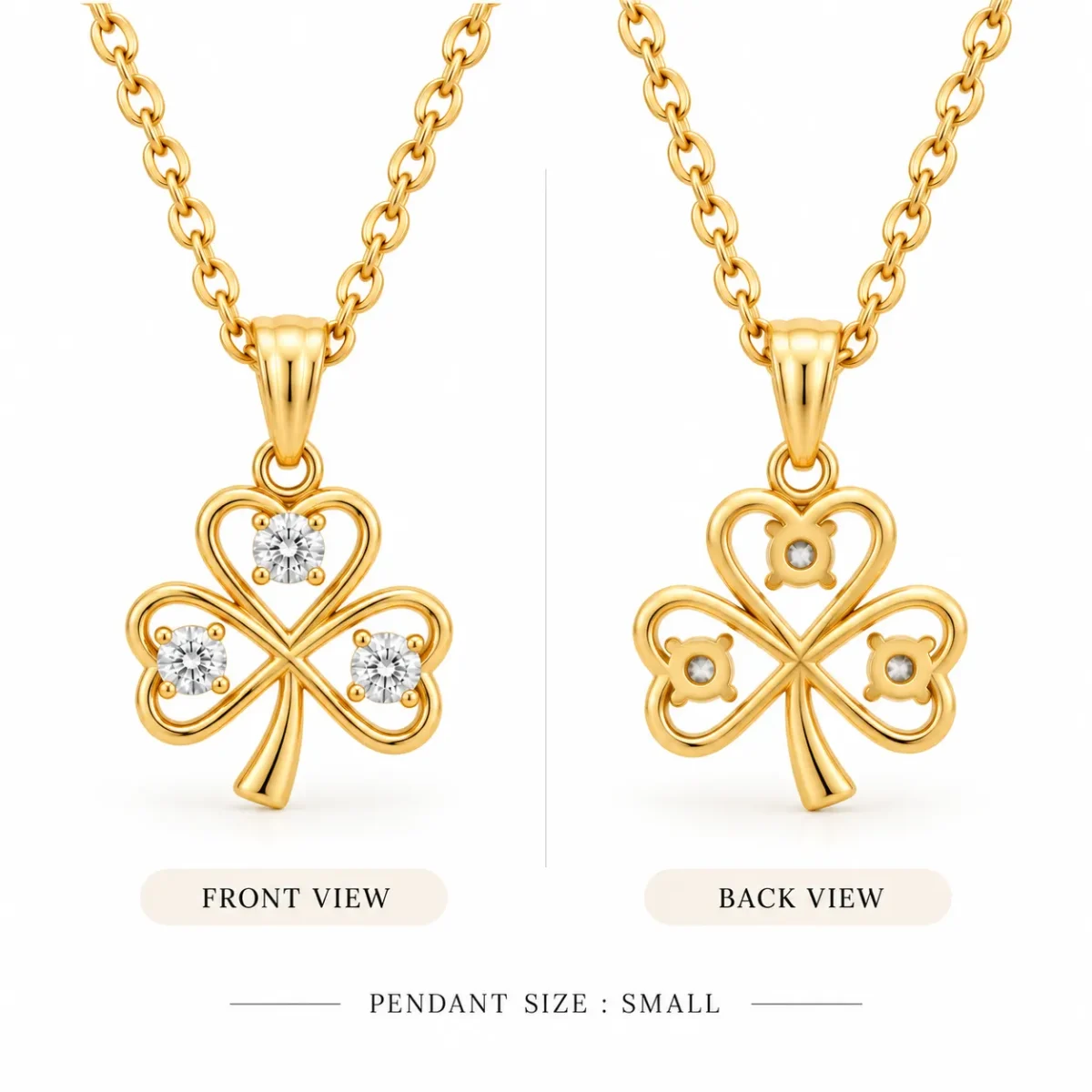 Stunning Three Leaf Clover Lab Grown Diamond Pendant with Round Diamonds in 18K Gold for Women - Image 3