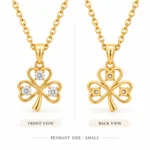 Stunning Three Leaf Clover Lab Grown Diamond Pendant with Round Diamonds in 18K Gold for Women - Image 3