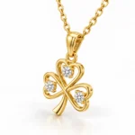 Stunning Three Leaf Clover Lab Grown Diamond Pendant with Round Diamonds in 18K Gold for Women - Image 4