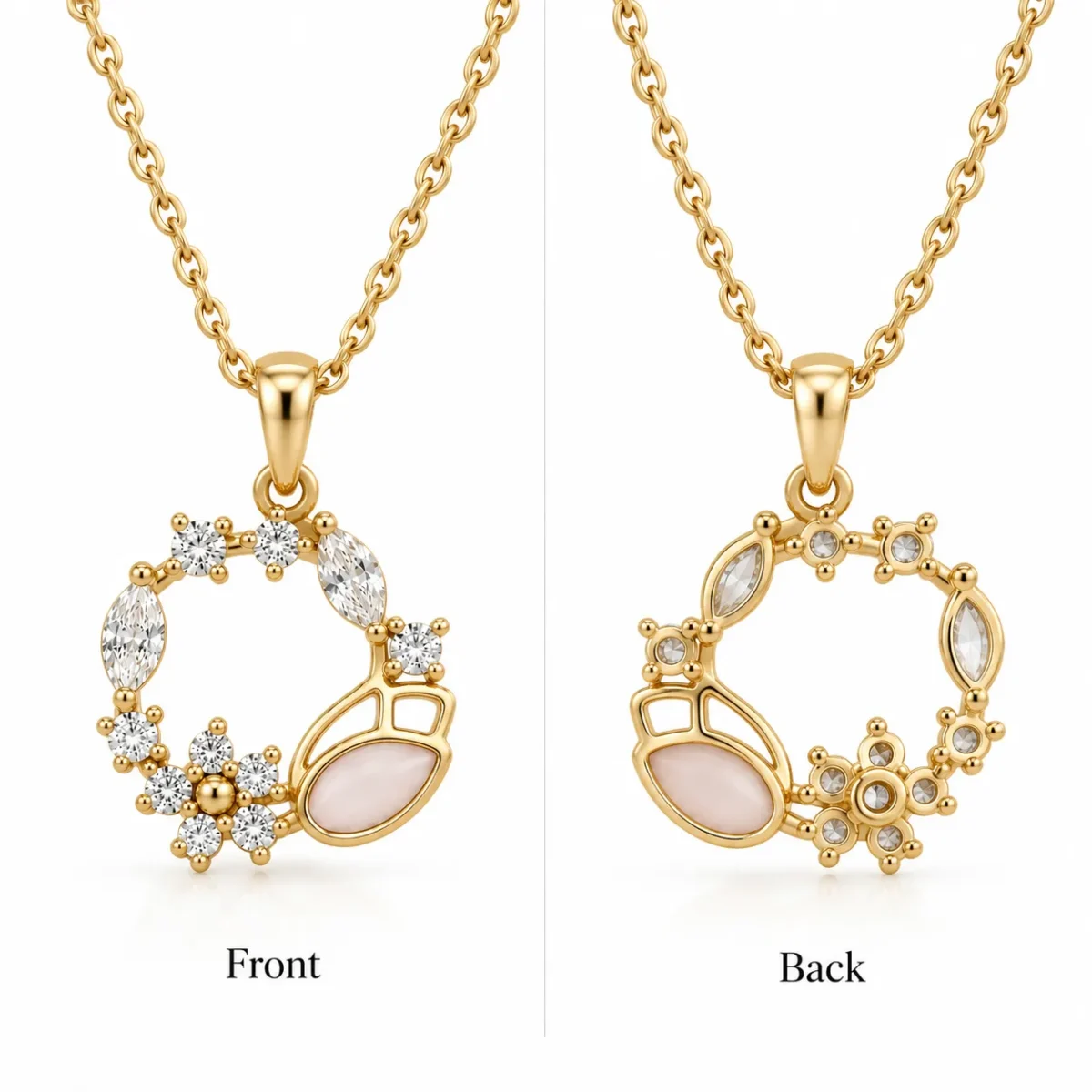 Luxury Floral Circle Diamond Pendant in 18K Gold for Women – Brilliant Sparkle & Timeless Designer Style For Women - Image 3