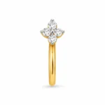 Four Petal Floral Lab Grown Diamond Nose Ring front view in yellow gold