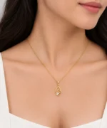 Stunning Teardrop Swirl Diamond Pendant with Three Round Diamonds in 18K Gold for Women - Image 2