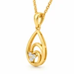 Stunning Teardrop Swirl Diamond Pendant with Three Round Diamonds in 18K Gold for Women - Image 4