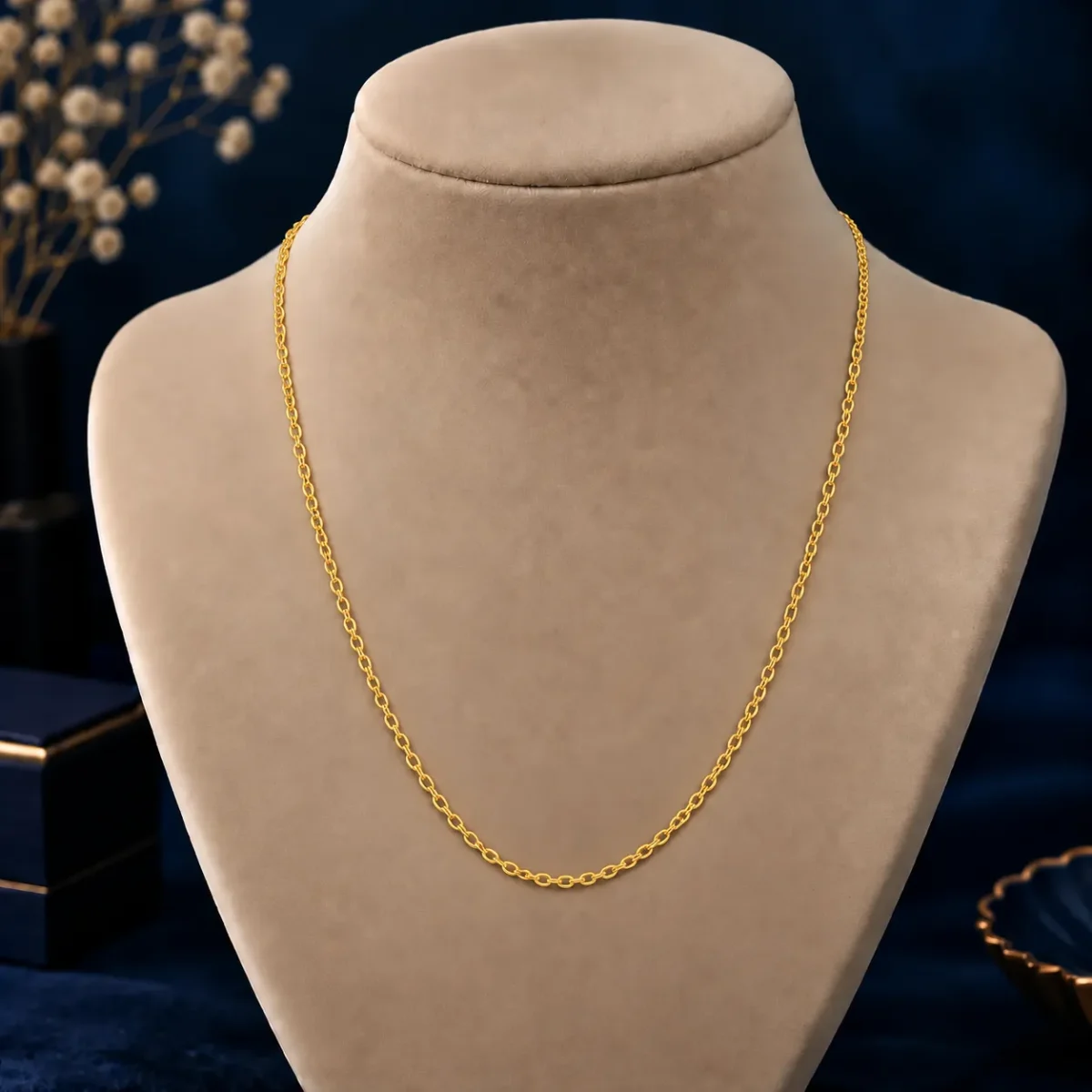 Classic 18K Gold Chain for Women – Delicate Interlinked Design for Effortless Everyday Style - Image 2
