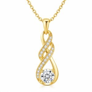 Infinity swirl solitaire diamond pendant in gold for women by Pure Gems World