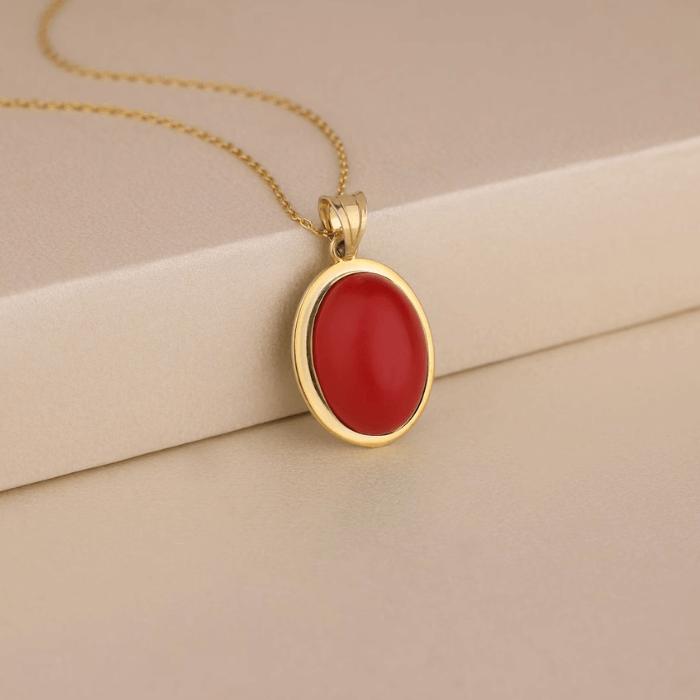 1-10-2.png Red Coral Gemstone Pendant - Image 1
