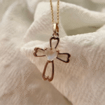 Cabochon Rainbow Moonstone Cross Pendant - Image 2