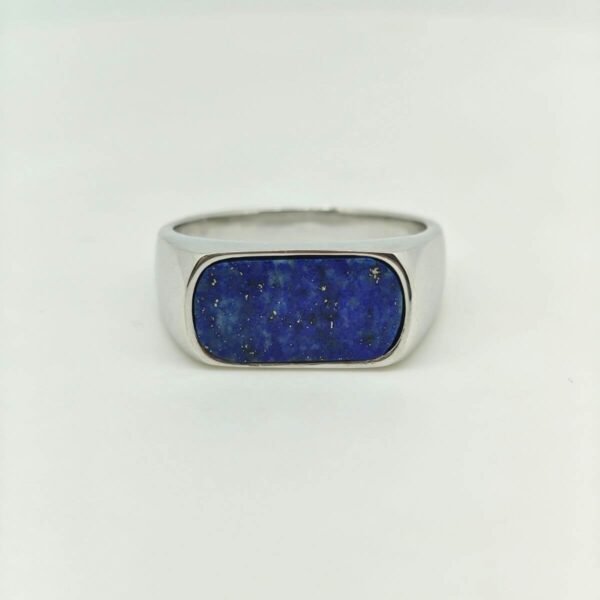 Royal Blue Natural Lapis Lazuli Sterling Silver Ring for Men