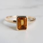 Citrine Solitaire Ring/ Citrine Ring in Emerald Cut