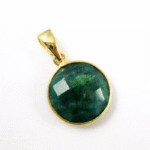 Emerald Gemstone Round Bezel Pendant