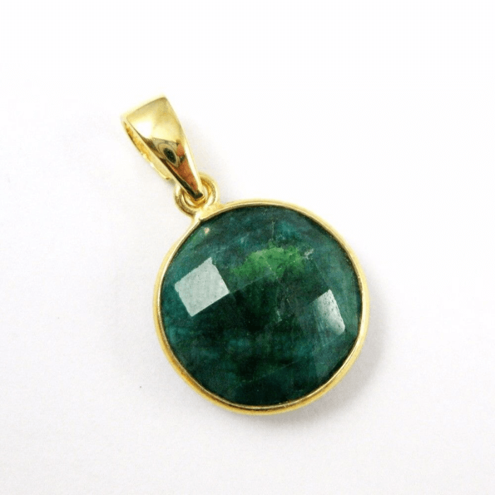 1-66.png Emerald Gemstone Round Bezel Pendant - Image 1