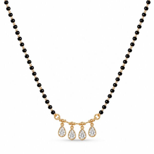 18K Gold Dewdrop Lab-Grown Diamond Mangalsutra with 2 Carat Diamonds