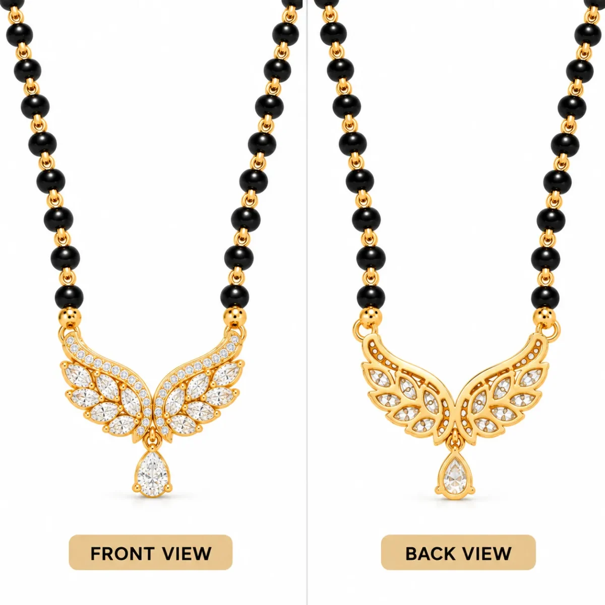 18K Gold Butterfly Wings Lab Grown Diamond Mangalsutra - Image 3